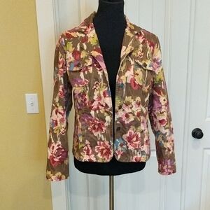 $3 for $15 Christopher & Banks Floral Stretch Denim Jacket